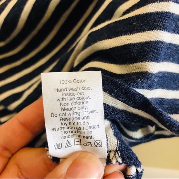 J. Crew Jeweled Painter T-Shirt in Navy Stripes Women's Size Small 100% Cotton - Picture 6 of 6